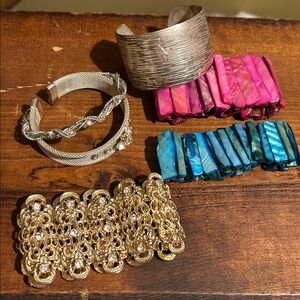Colorful Bracelet Set with Gold and Silver Accents Shell